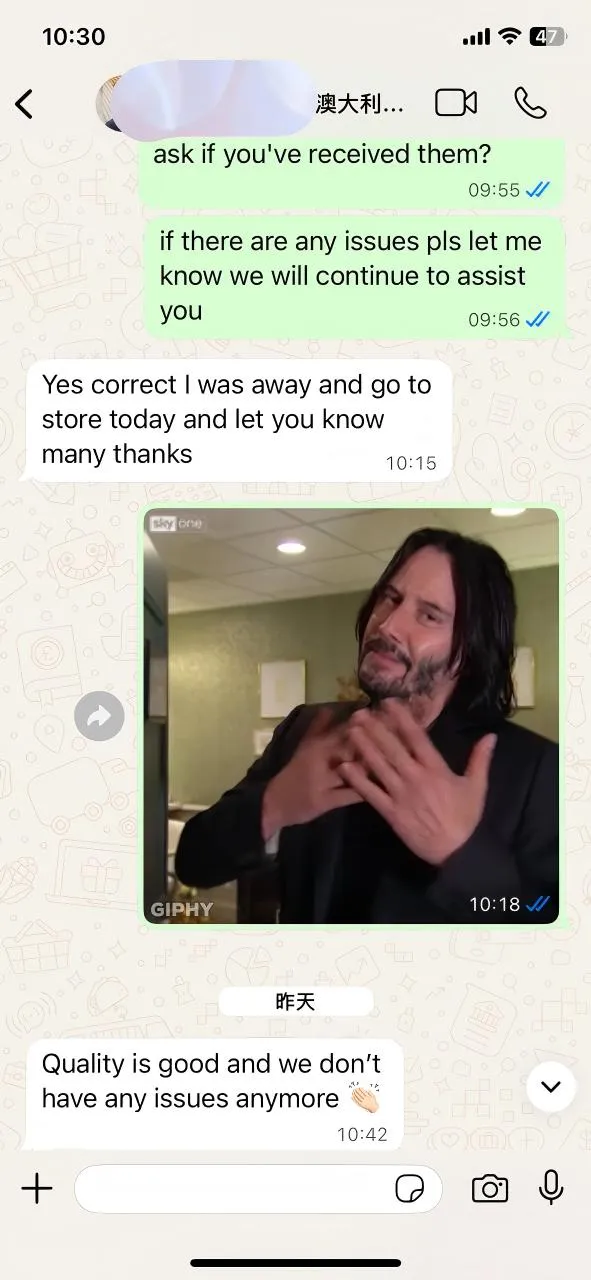 Feedback från vår australiska kund: Kvalitet är den bästa kommunikationen